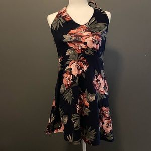 Navy Floral Aeropostale Halter Dress